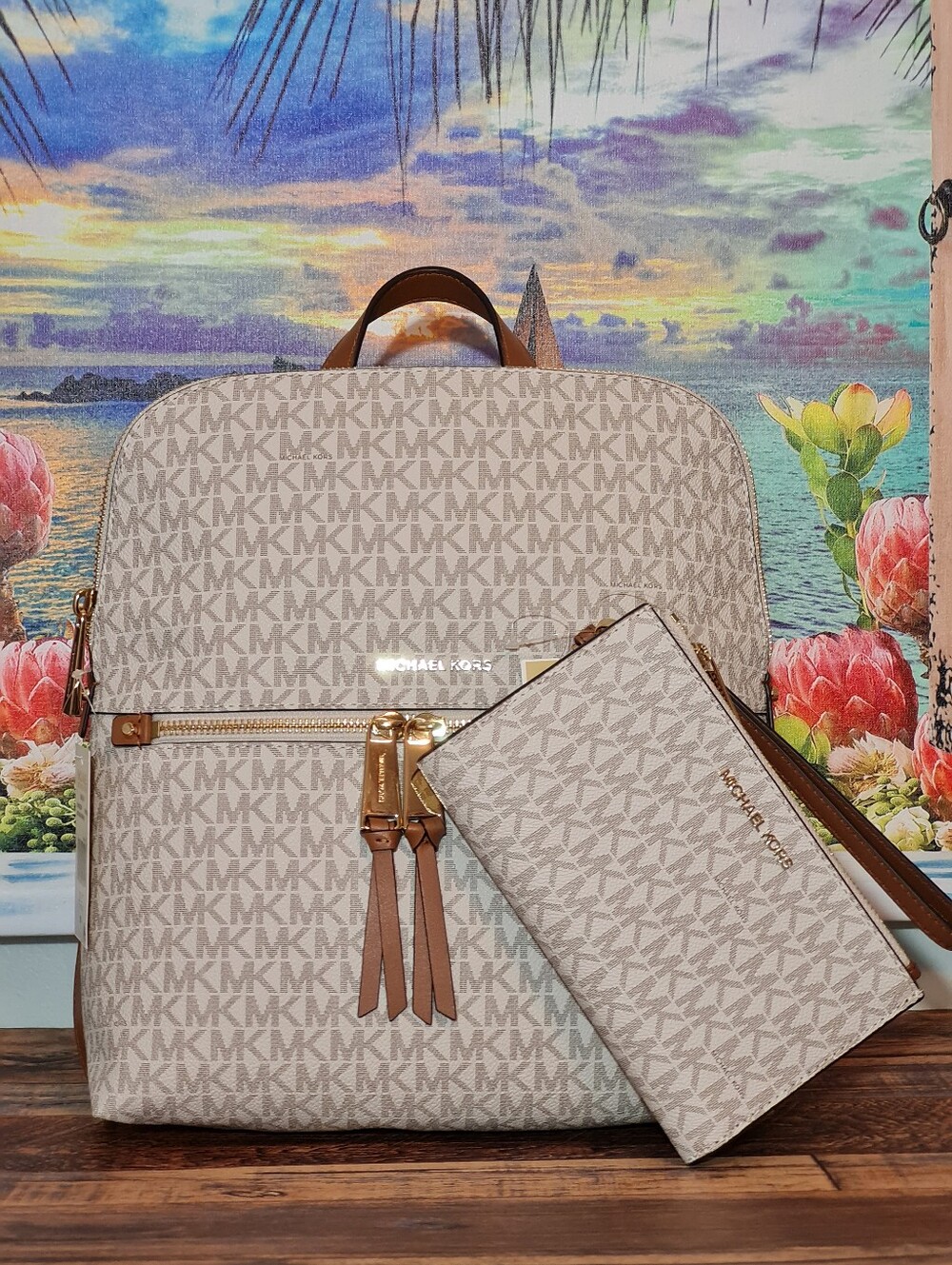 Michael Kors Rhea Slim Backpack And Wallet Set